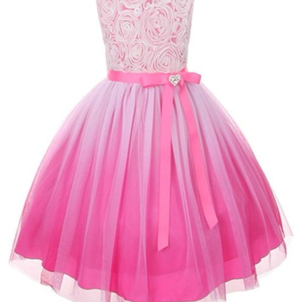 Ombre rosette girls dress